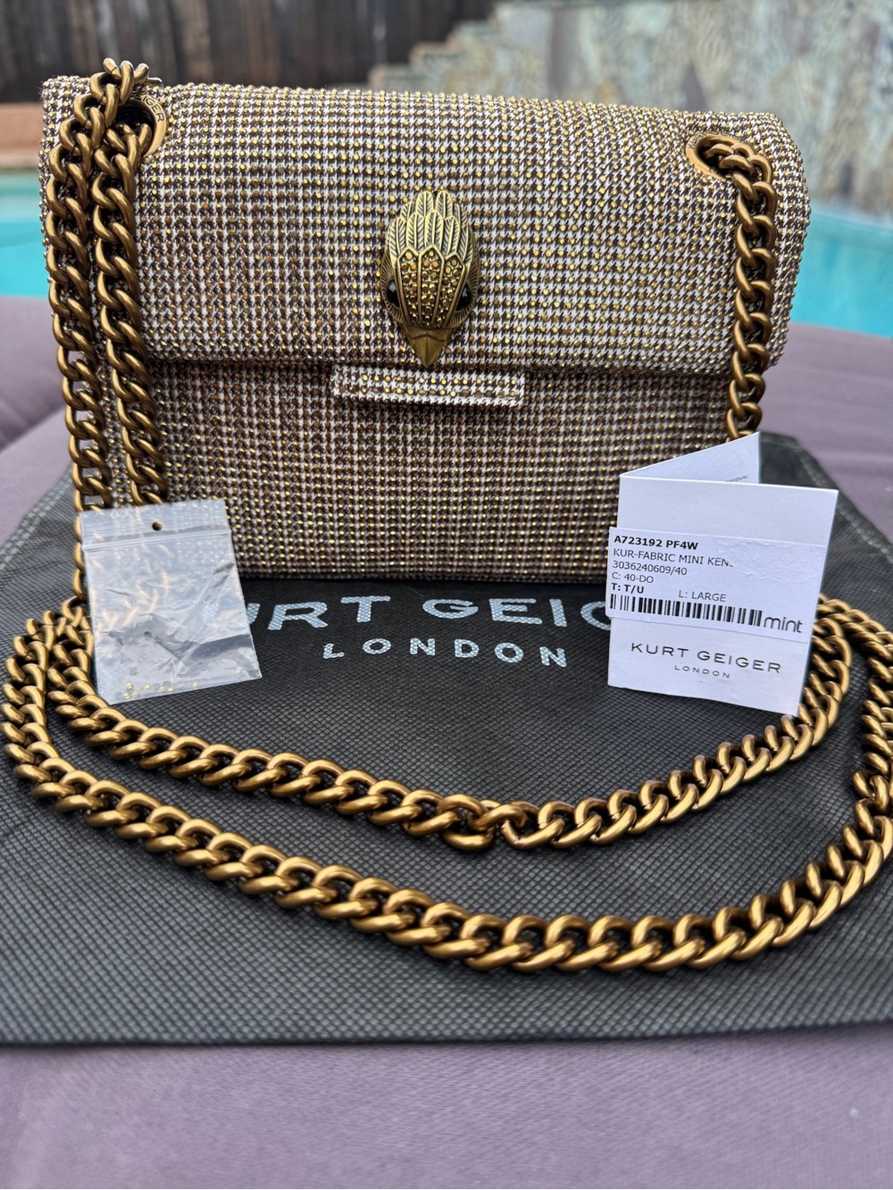 NWT Kurt Geiger Mini Kensington Crystal Houndstooth Shoulder Crossbody Bag - Picture 15 of 16
